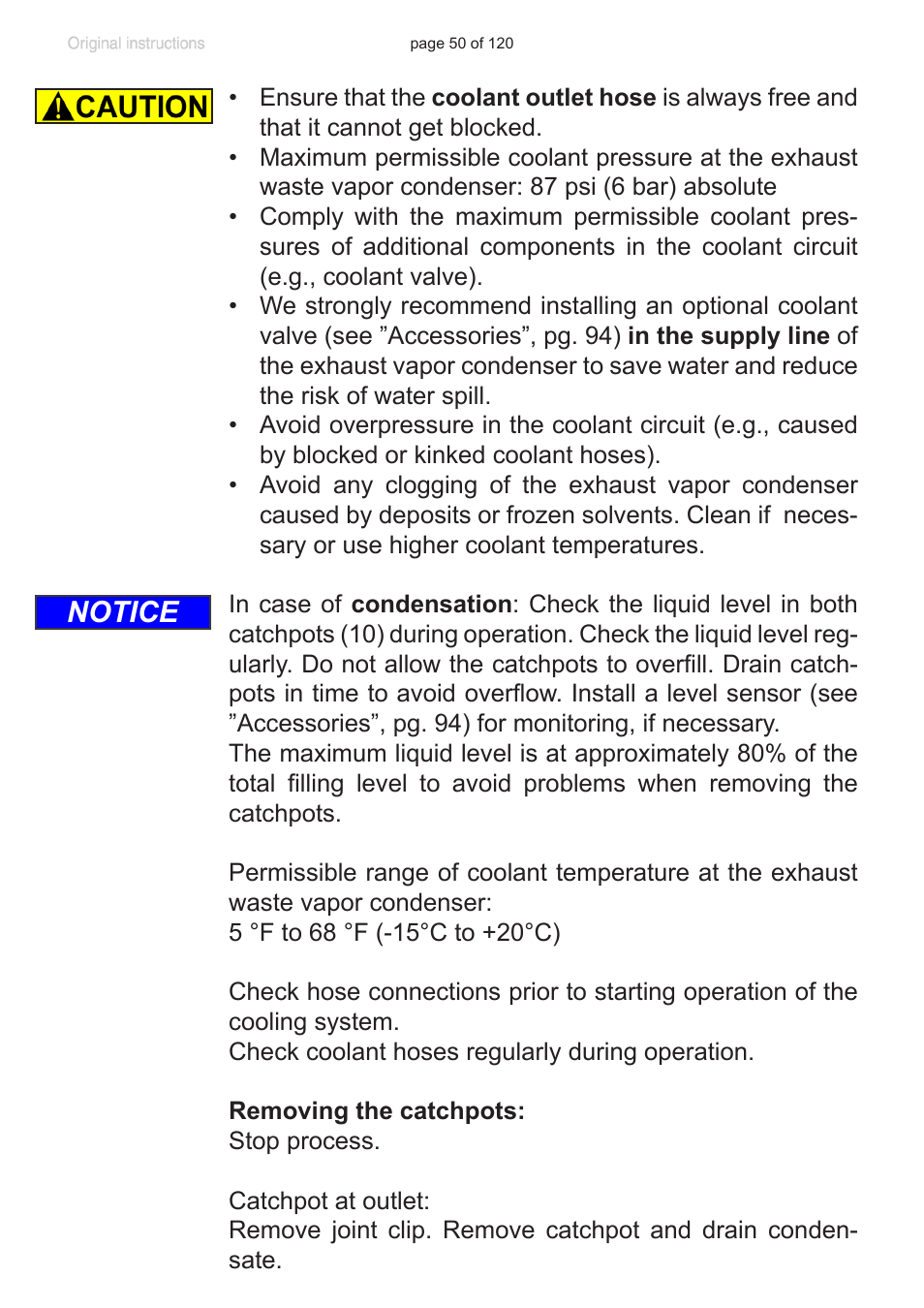 Notice | VACUUBRAND PC 3001 VARIO emission condenser Peltronic User Manual | Page 50 / 120