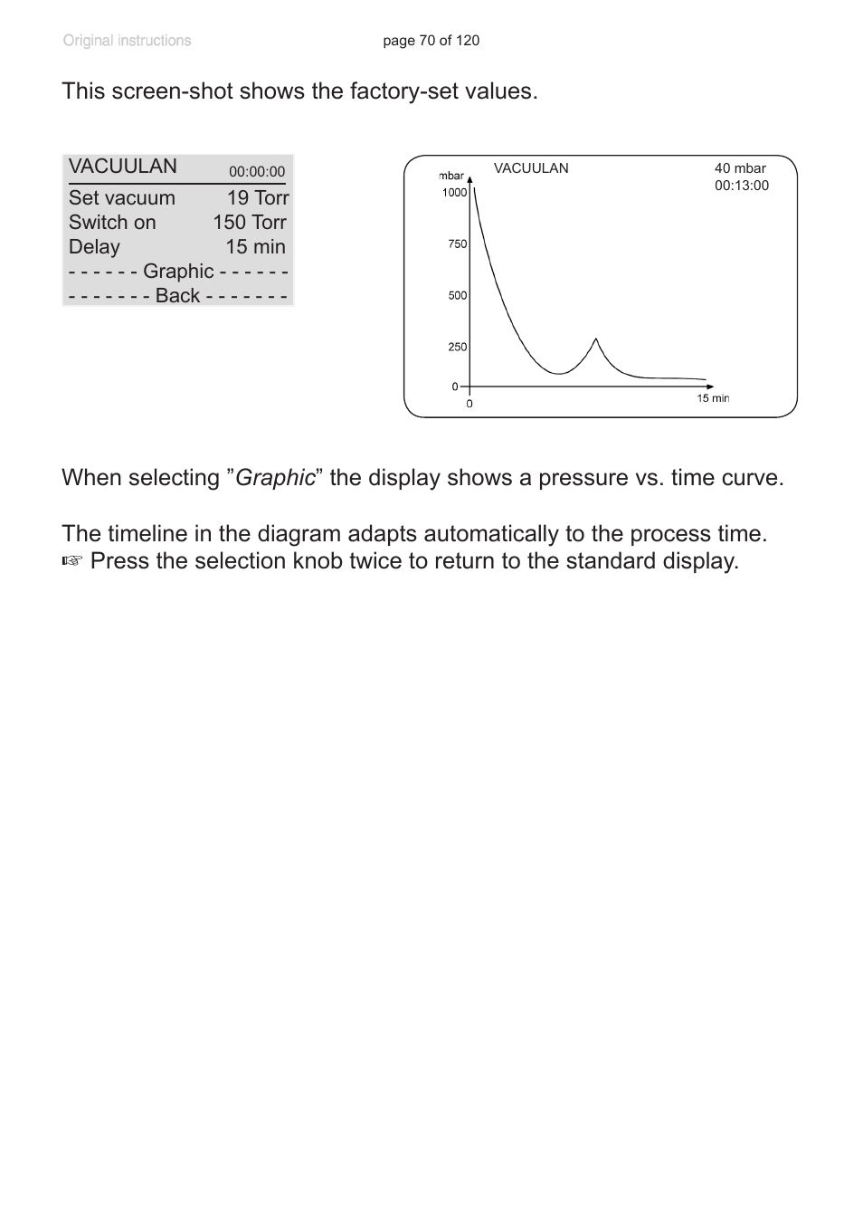 This screen-shot shows the factory-set values | VACUUBRAND PC 3001 VARIO emission condenser Peltronic User Manual | Page 70 / 120