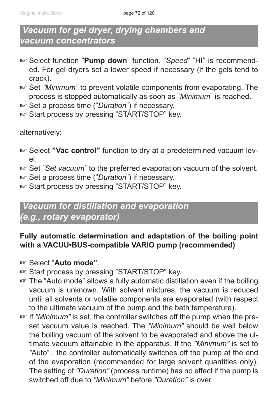 Vacuum for gel dryer, drying chambers, And vacuum concentrators | VACUUBRAND PC 3001 VARIO emission condenser Peltronic User Manual | Page 72 / 120