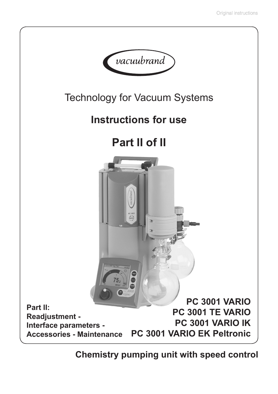 Part ii, Part ii of ii, Instructions for use technology for vacuum systems | VACUUBRAND PC 3001 VARIO emission condenser Peltronic User Manual | Page 77 / 120