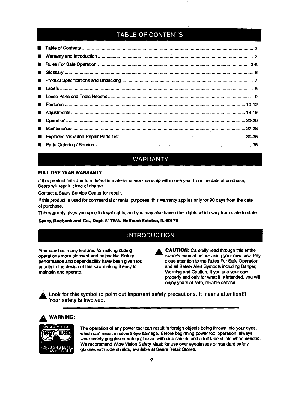 Craftsman 315.212120 User Manual | Page 2 / 36