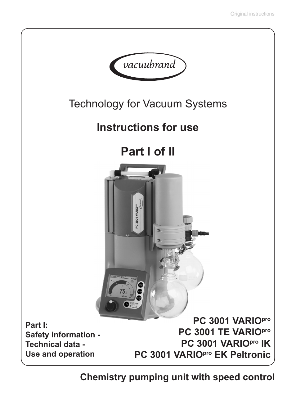 VACUUBRAND PC 3001 VARIOpro emission condenser Peltronic User Manual | 120 pages