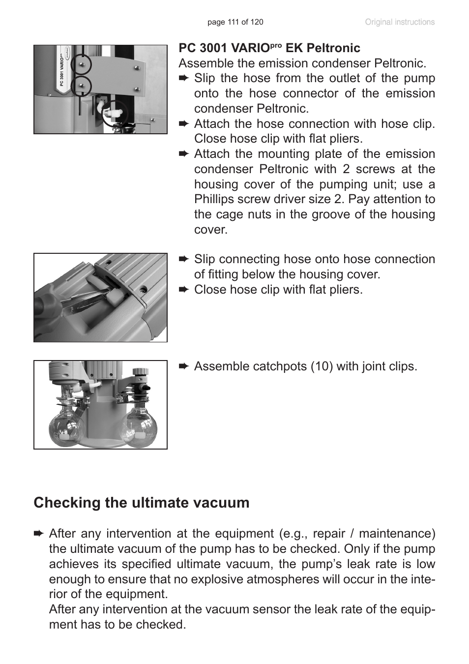 Checking the ultimate vacuum | VACUUBRAND PC 3001 VARIOpro emission condenser Peltronic User Manual | Page 111 / 120