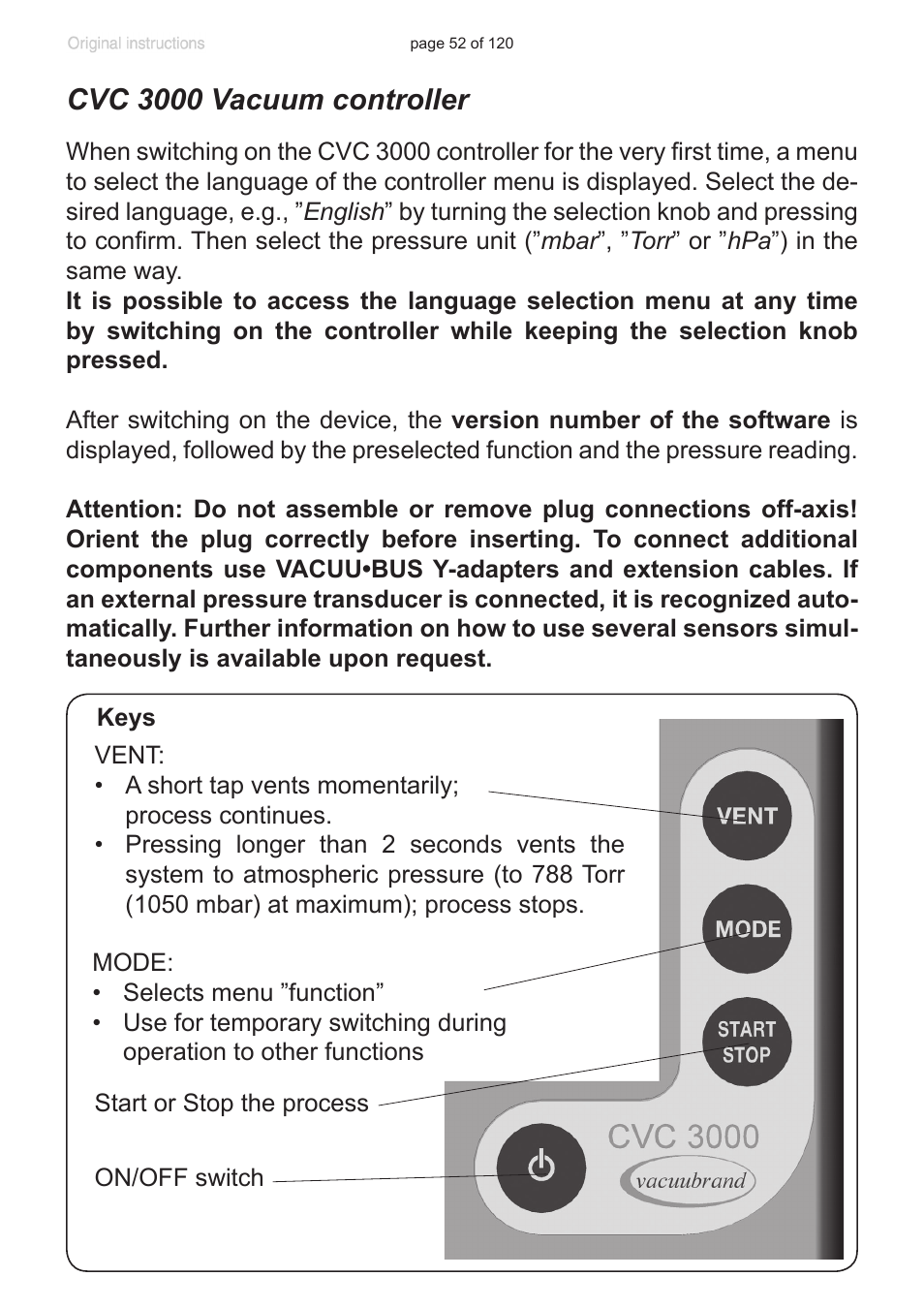 Cvc 3000 vacuum controller | VACUUBRAND PC 3001 VARIOpro emission condenser Peltronic User Manual | Page 52 / 120