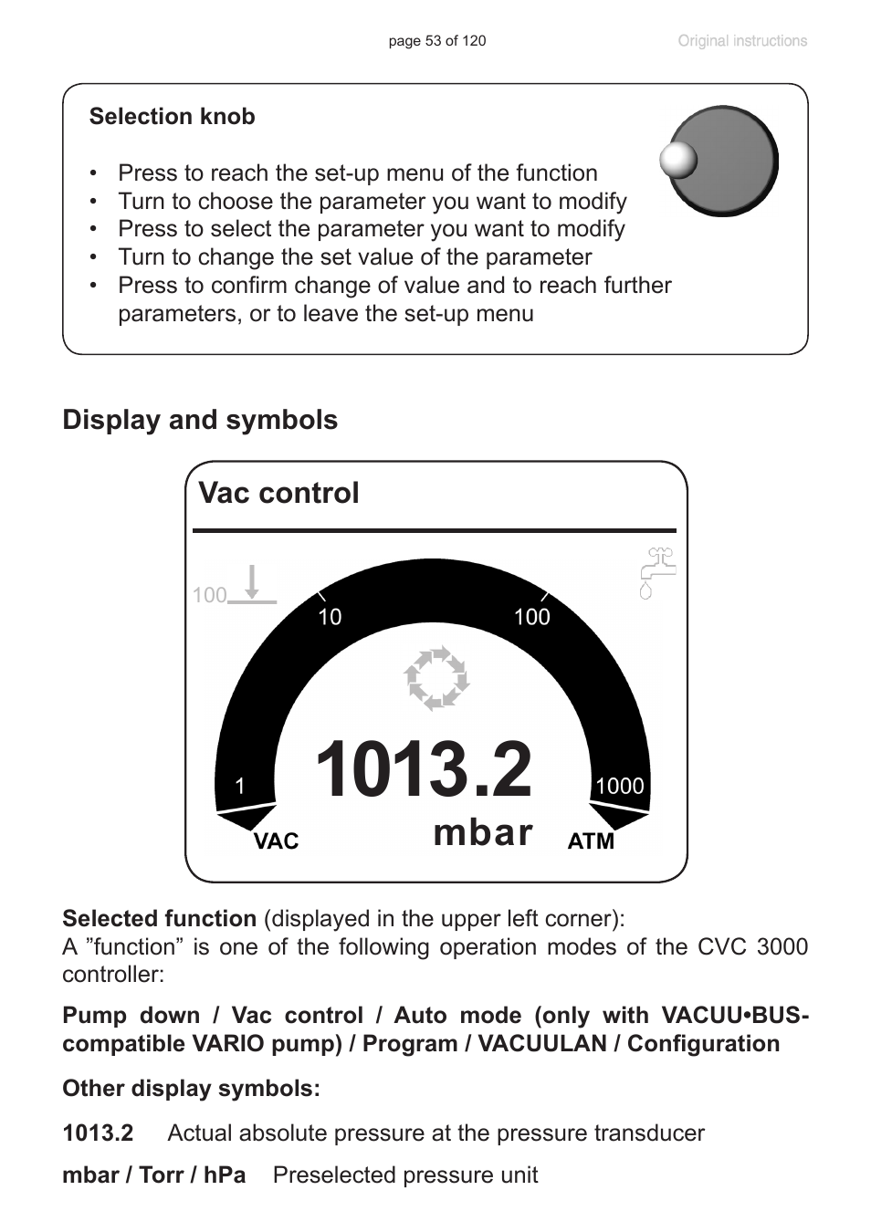 Mbar | VACUUBRAND PC 3001 VARIOpro emission condenser Peltronic User Manual | Page 53 / 120