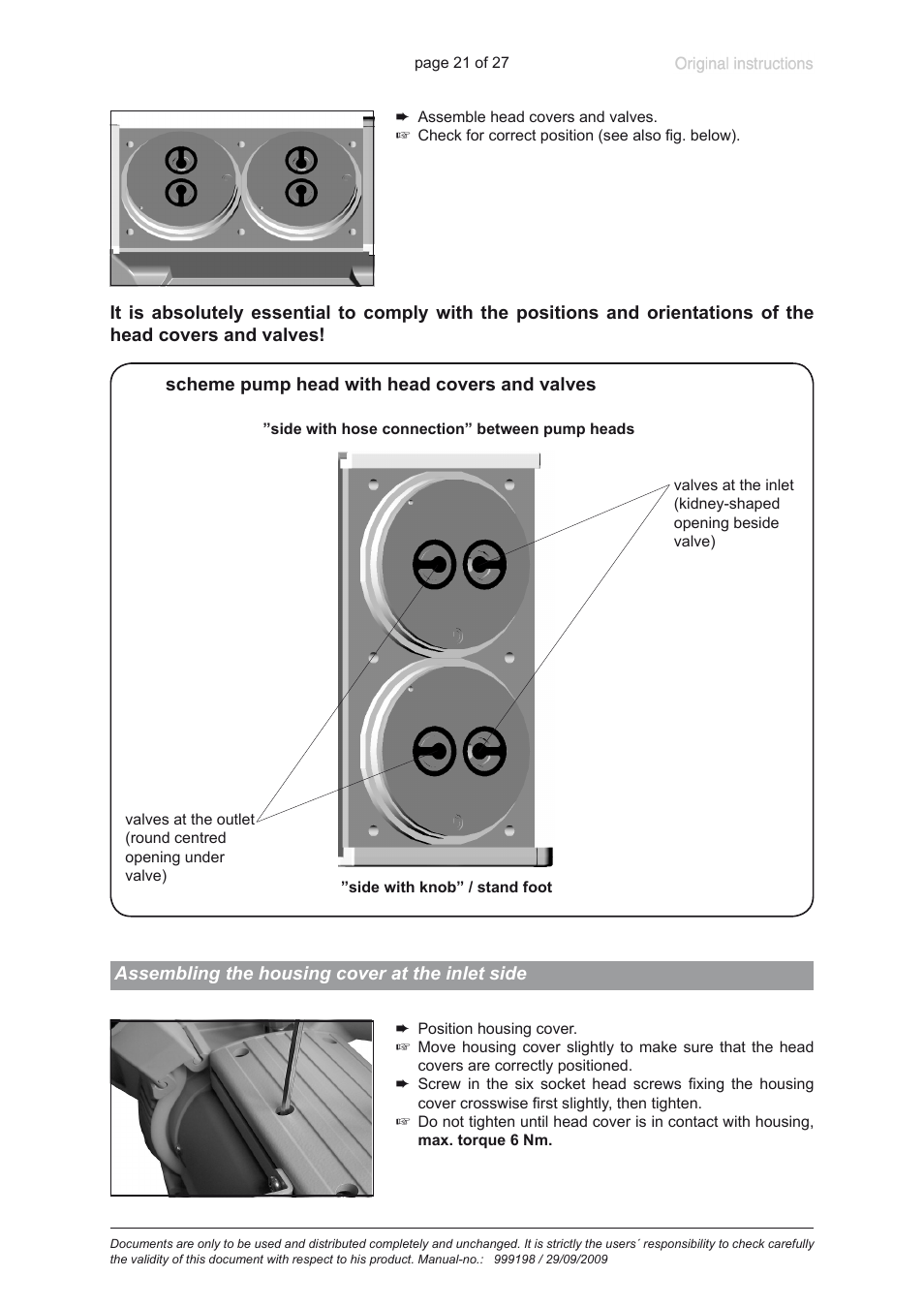 Assembling the housing cover at the inlet side | VACUUBRAND PC 3001 basic User Manual | Page 21 / 27