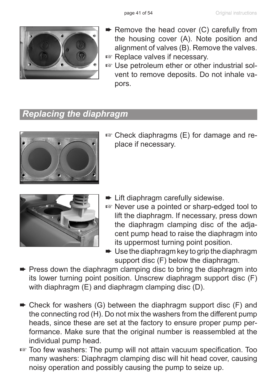 Replacing the diaphragm | VACUUBRAND PC 3001 basic pro User Manual | Page 41 / 54