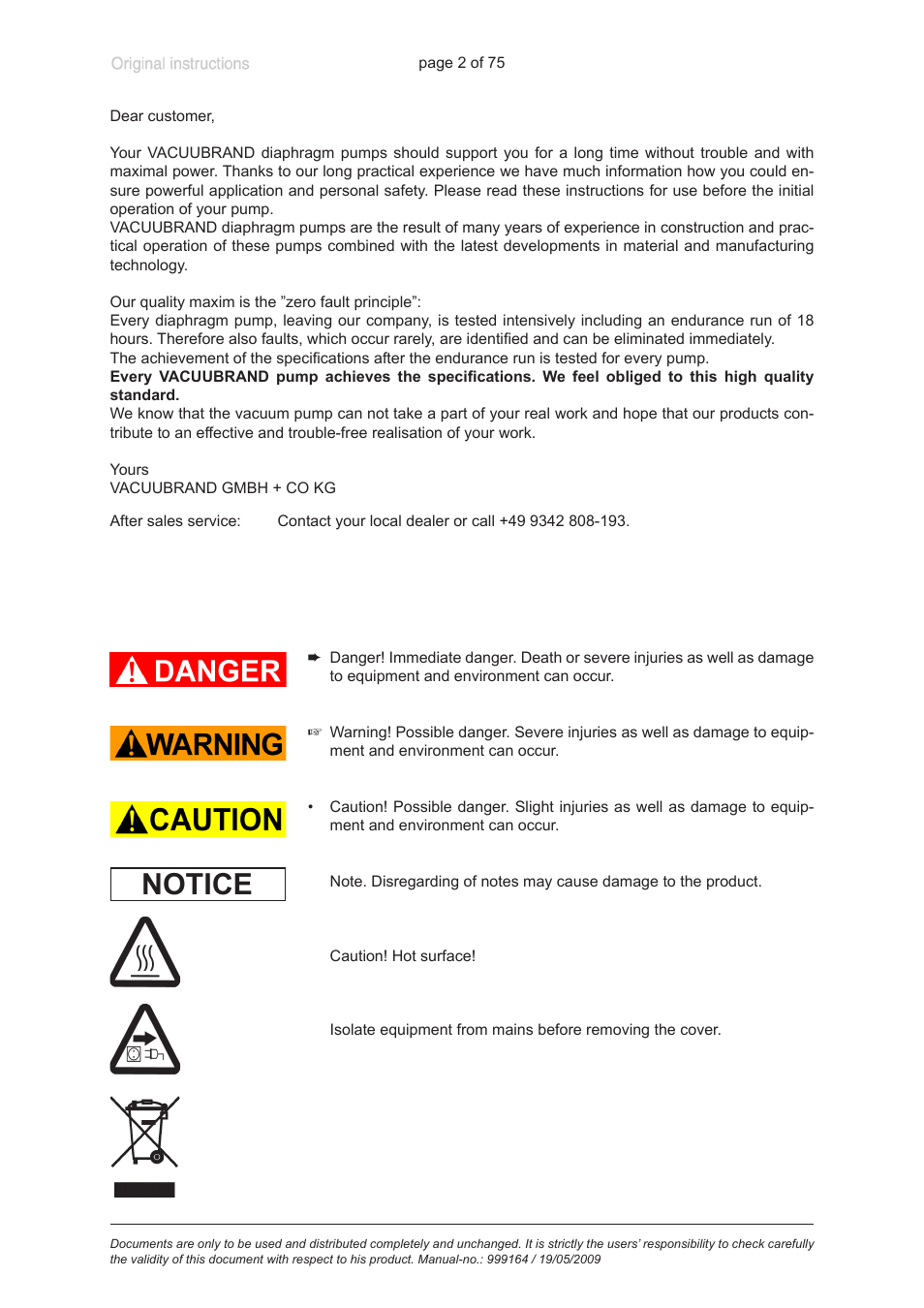 Notice | VACUUBRAND PC 3012 VARIO User Manual | Page 2 / 75