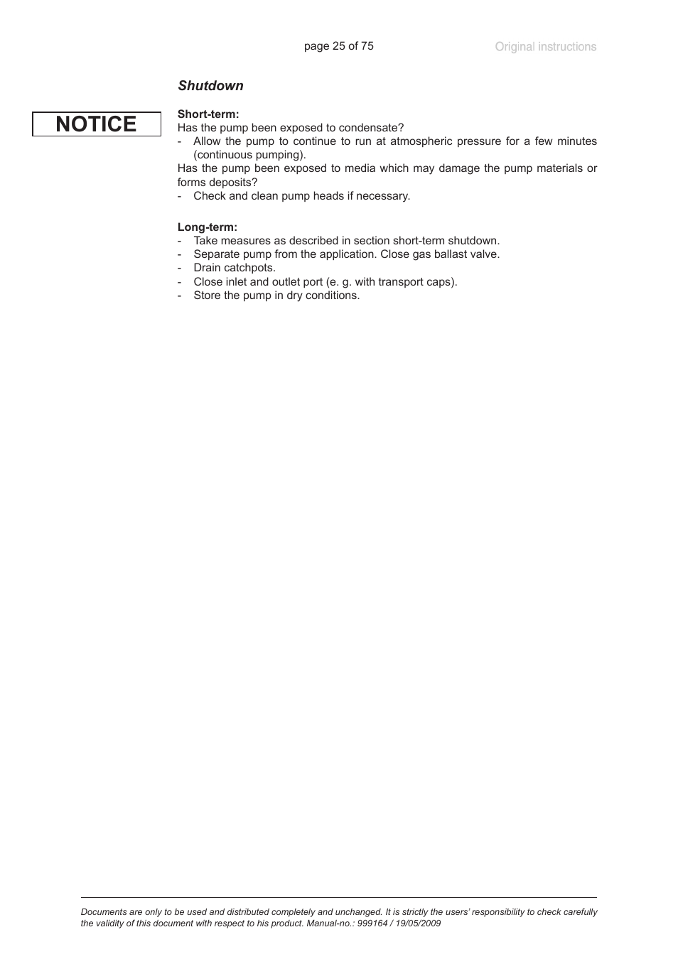 Shutdown, Notice | VACUUBRAND PC 3012 VARIO User Manual | Page 25 / 75