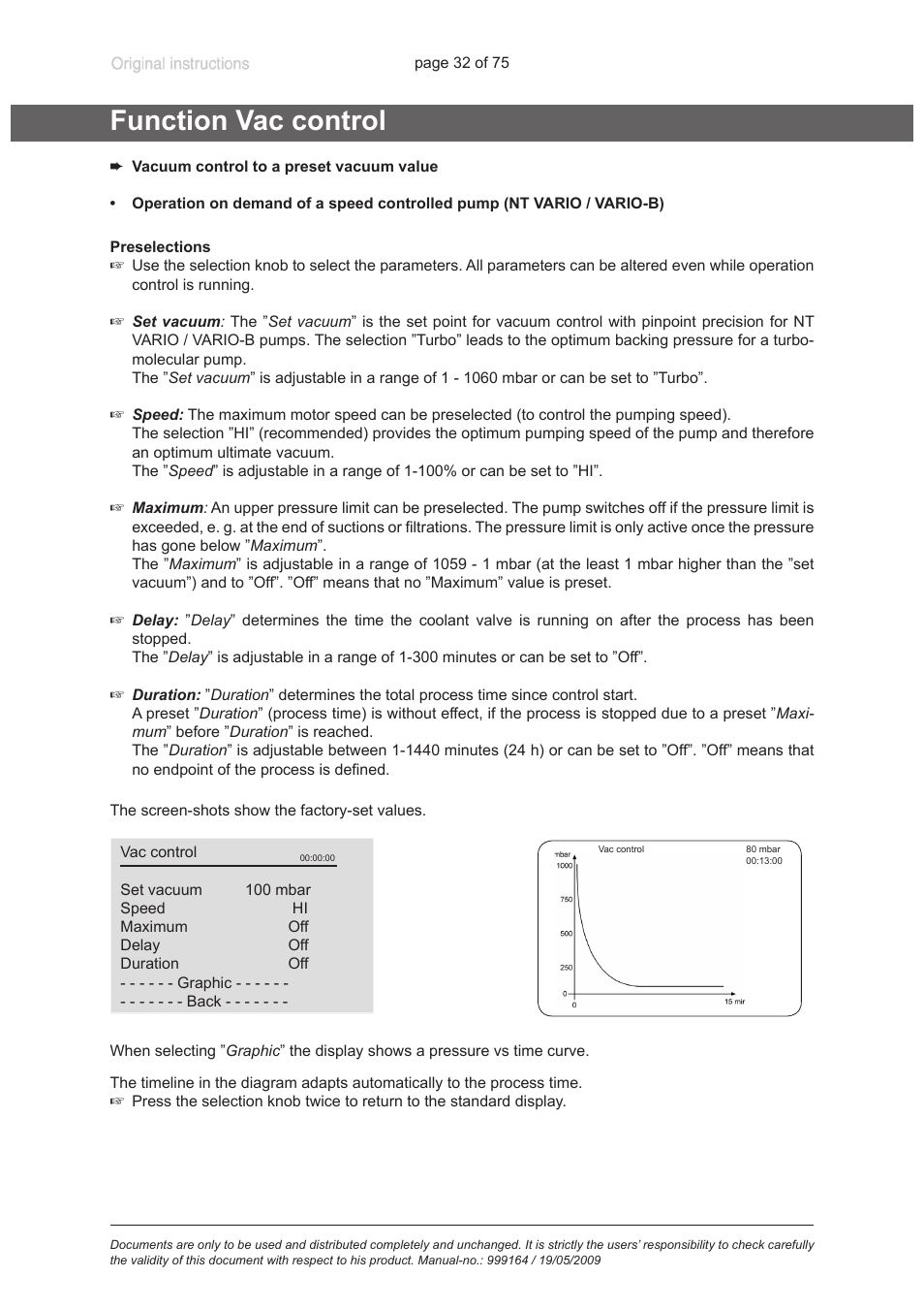 Function vac control | VACUUBRAND PC 3012 VARIO User Manual | Page 32 / 75