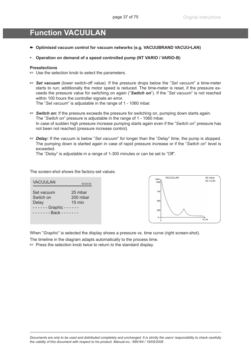 Function vacuulan | VACUUBRAND PC 3012 VARIO User Manual | Page 37 / 75