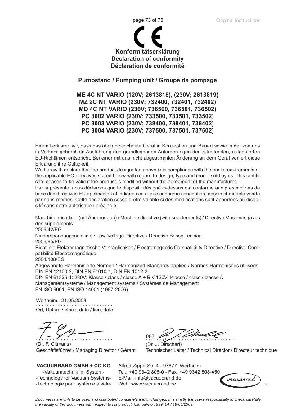 VACUUBRAND PC 3012 VARIO User Manual | Page 73 / 75