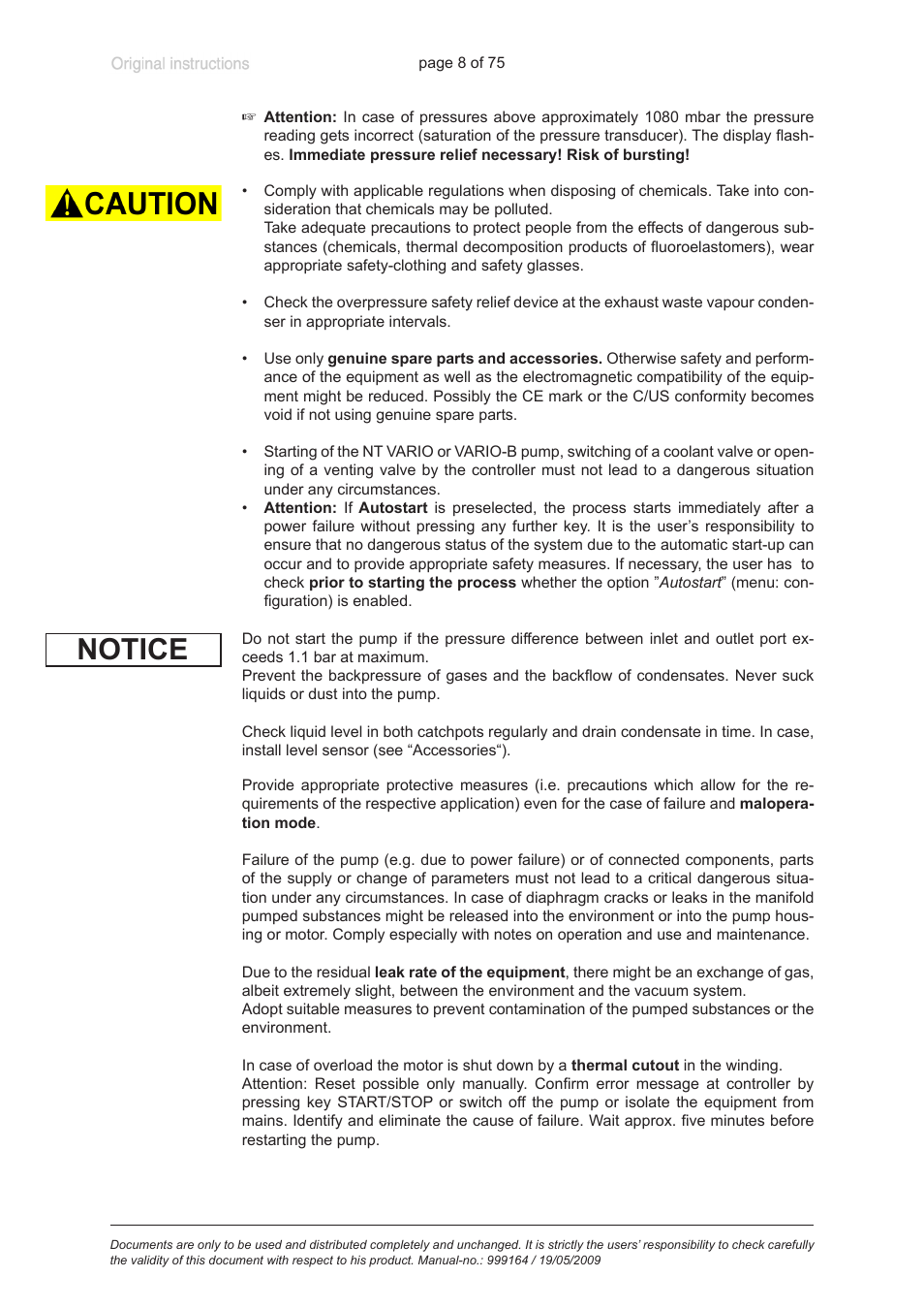 Notice | VACUUBRAND PC 3012 VARIO User Manual | Page 8 / 75