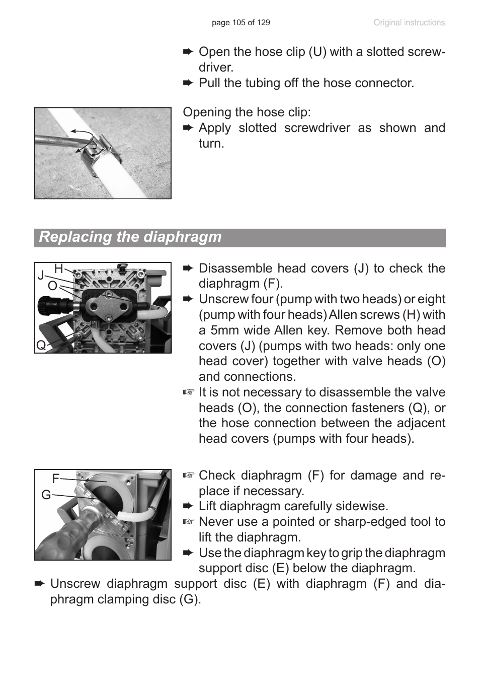 Replacing the diaphragm | VACUUBRAND PC 3012 VARIO plastic housing User Manual | Page 105 / 129