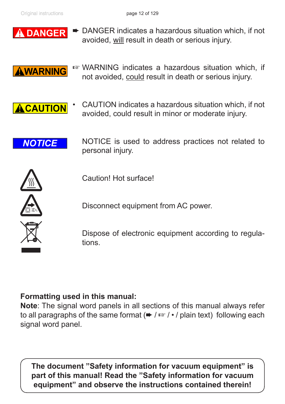 Notice | VACUUBRAND PC 3012 VARIO plastic housing User Manual | Page 12 / 129