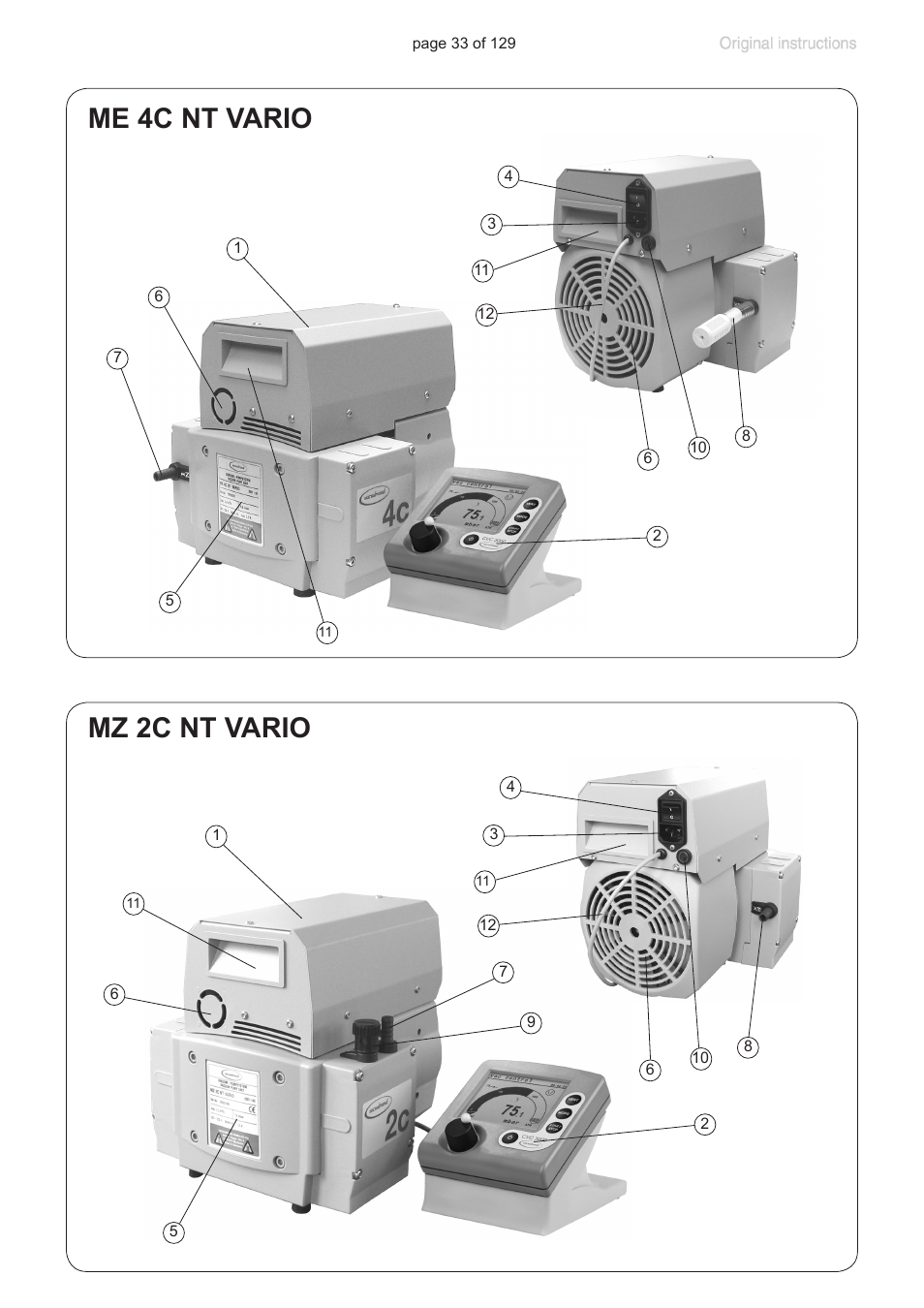 Me 4c nt vario, Mz 2c nt vario | VACUUBRAND PC 3012 VARIO plastic housing User Manual | Page 33 / 129