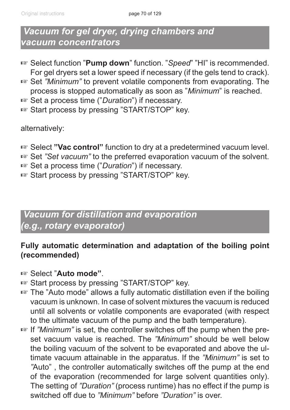 Vacuum for gel dryer, Drying chambers and vacuum concentrators | VACUUBRAND PC 3012 VARIO plastic housing User Manual | Page 70 / 129