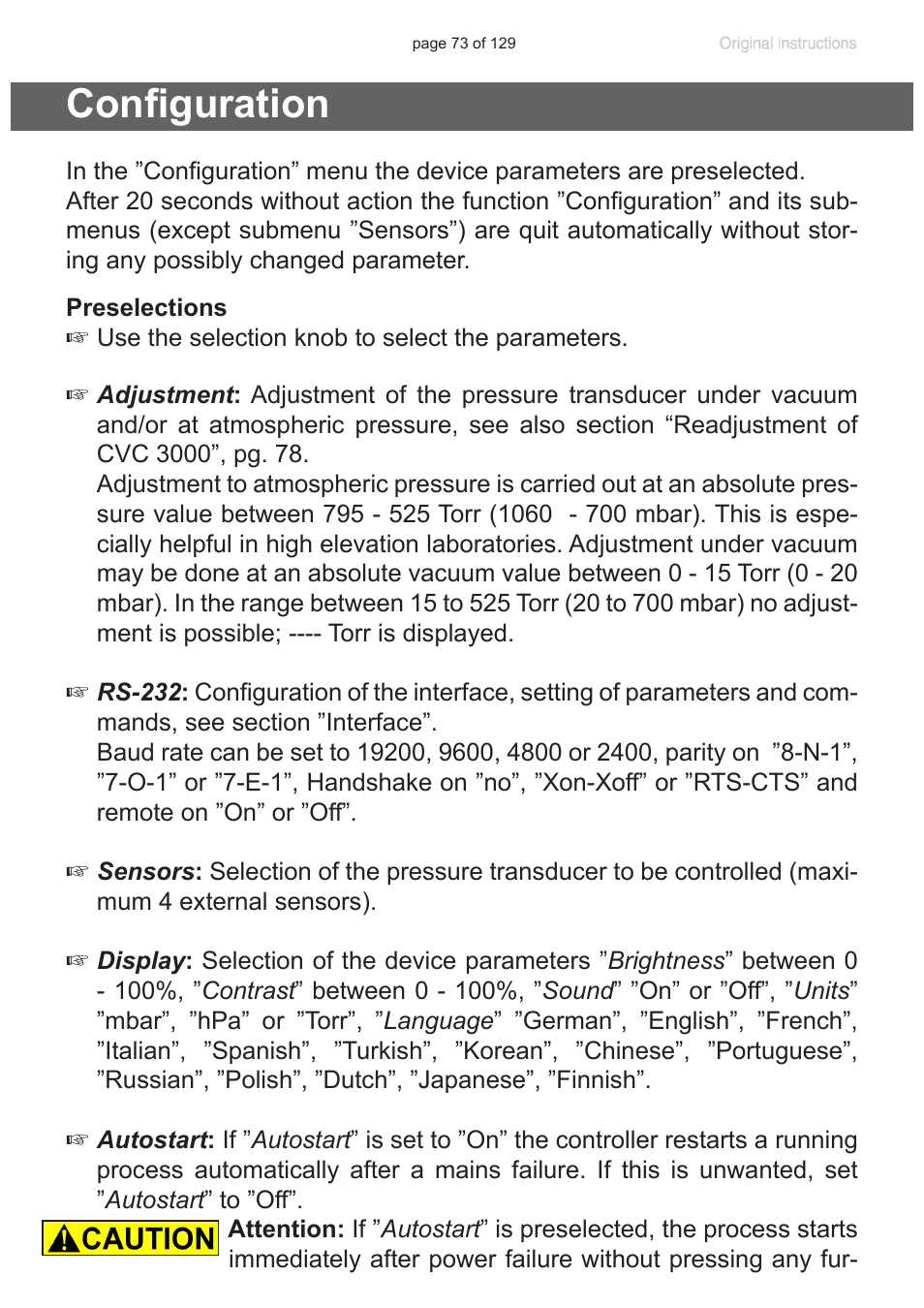 Configuration | VACUUBRAND PC 3012 VARIO plastic housing User Manual | Page 73 / 129