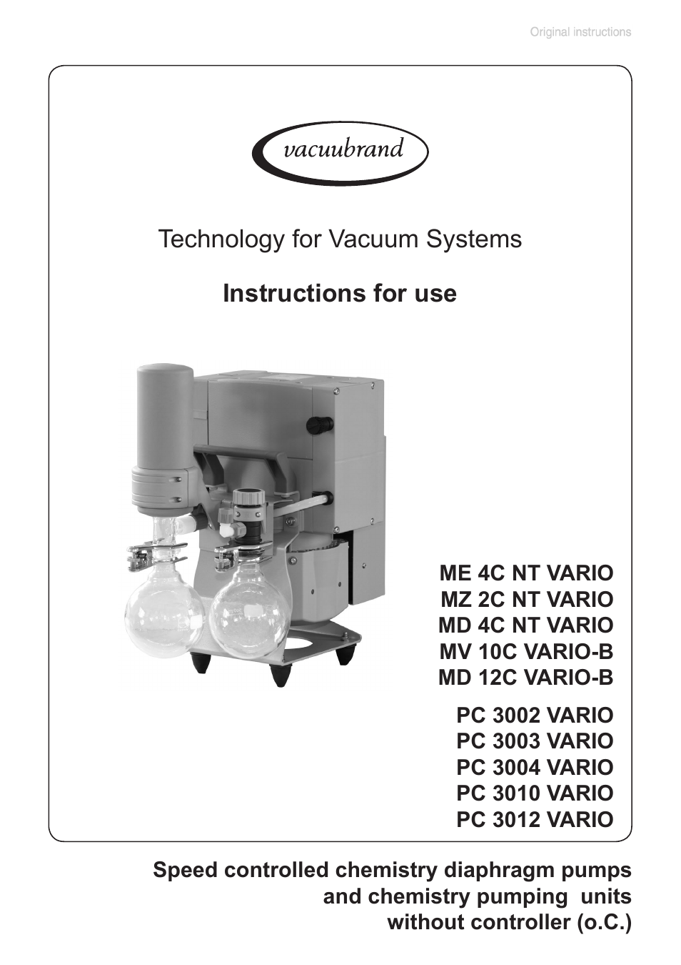 VACUUBRAND MZ 2C NT VARIO without controller (o.C.) User Manual | 76 pages