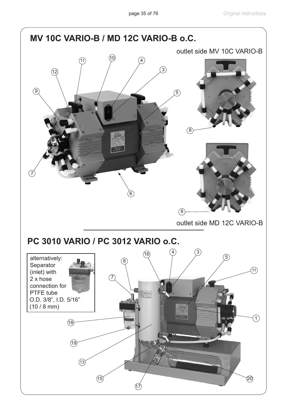 VACUUBRAND MZ 2C NT VARIO without controller (o.C.) User Manual | Page 35 / 76