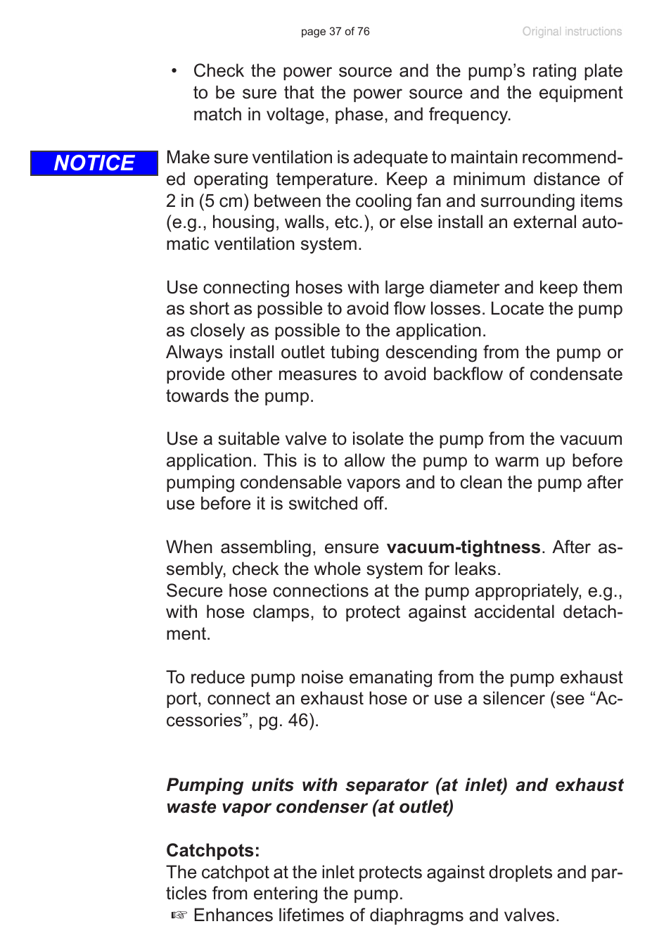 Notice | VACUUBRAND MZ 2C NT VARIO without controller (o.C.) User Manual | Page 37 / 76