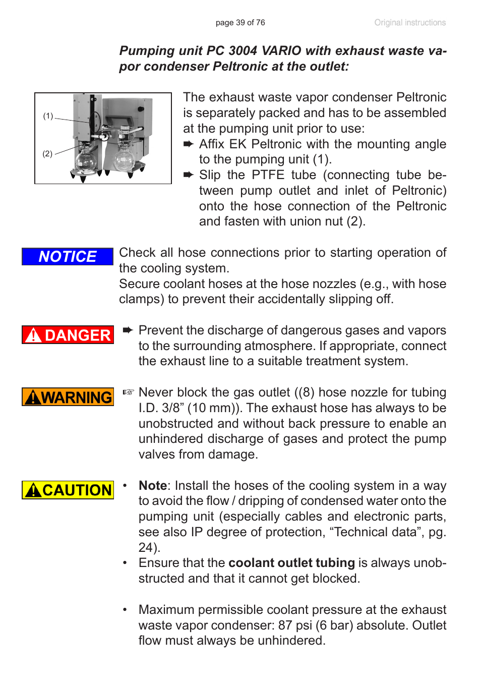 Notice | VACUUBRAND MZ 2C NT VARIO without controller (o.C.) User Manual | Page 39 / 76