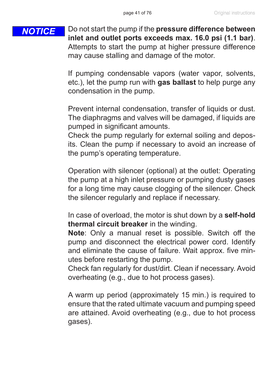 Notice | VACUUBRAND MZ 2C NT VARIO without controller (o.C.) User Manual | Page 41 / 76