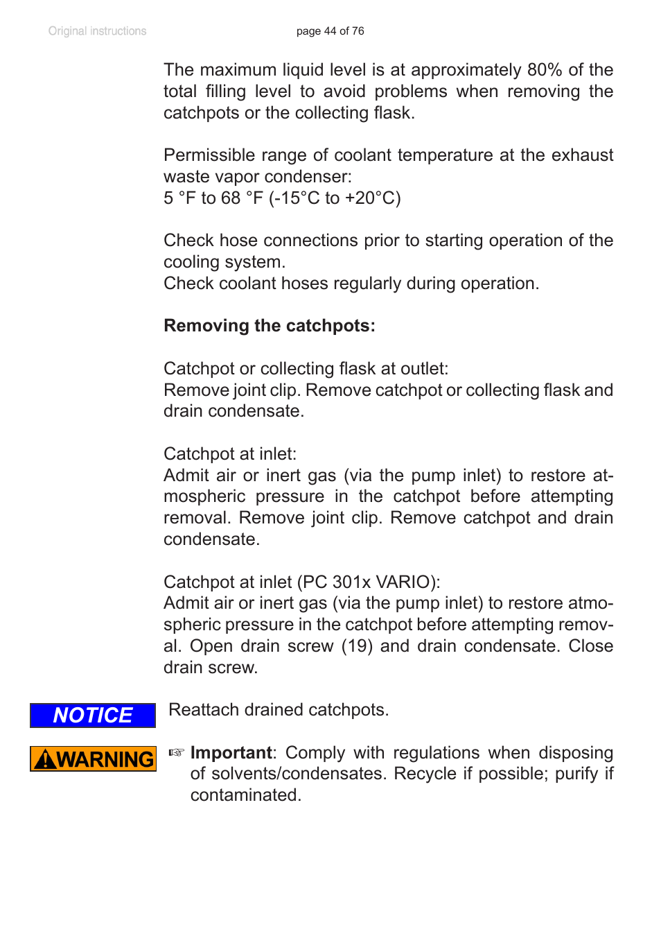 Notice | VACUUBRAND MZ 2C NT VARIO without controller (o.C.) User Manual | Page 44 / 76