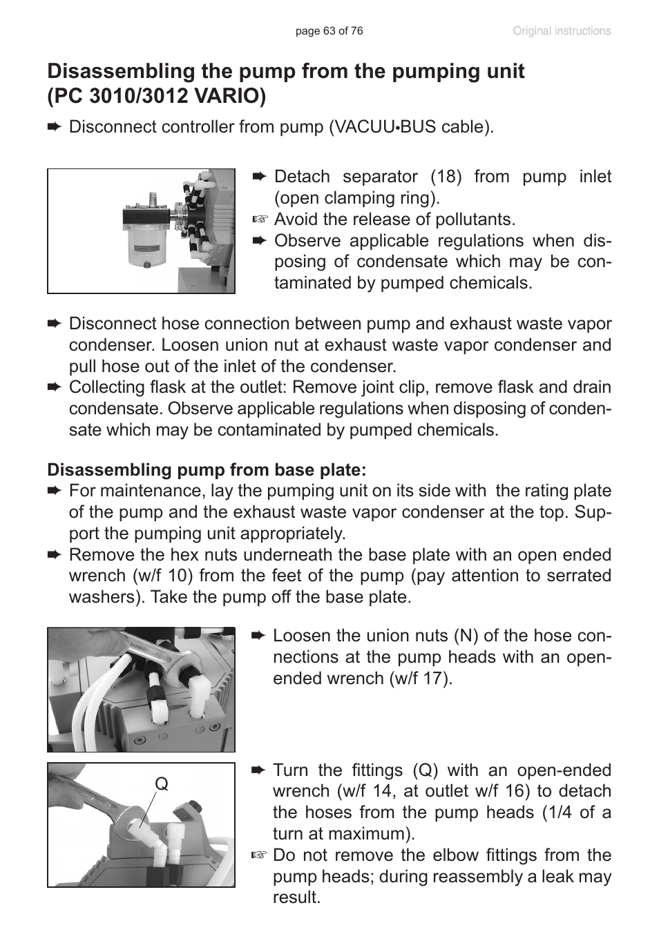 VACUUBRAND MZ 2C NT VARIO without controller (o.C.) User Manual | Page 63 / 76