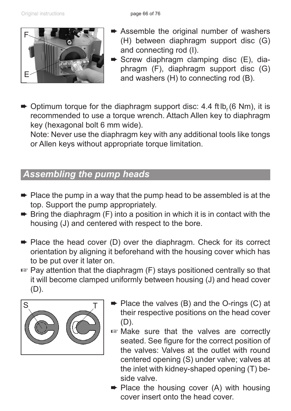 Assembling the pump heads | VACUUBRAND MZ 2C NT VARIO without controller (o.C.) User Manual | Page 66 / 76