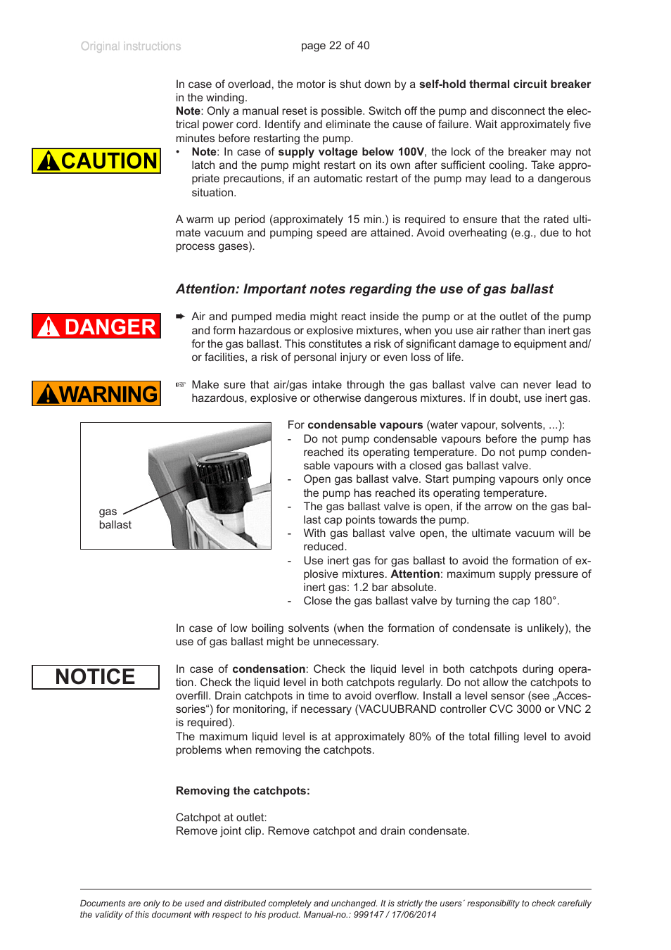 Notice | VACUUBRAND PC 301 User Manual | Page 22 / 40