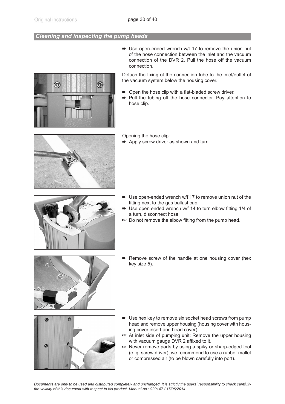 Cleaning and inspecting the pump heads | VACUUBRAND PC 301 User Manual | Page 30 / 40