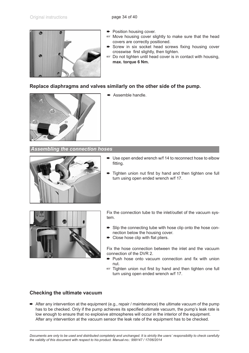 Assembling the connection hoses | VACUUBRAND PC 301 User Manual | Page 34 / 40