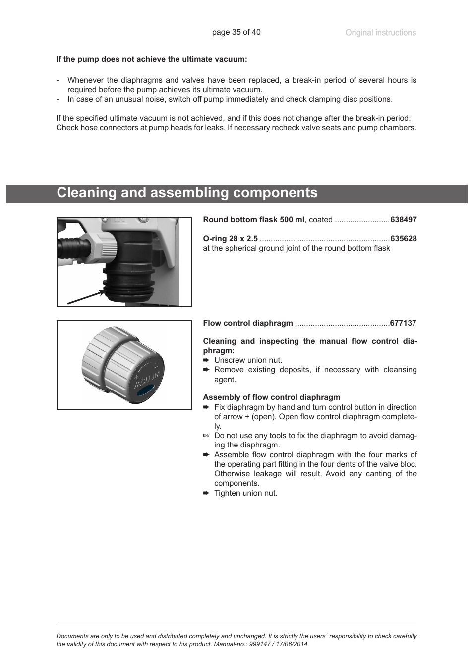 Cleaning and assembling components | VACUUBRAND PC 301 User Manual | Page 35 / 40