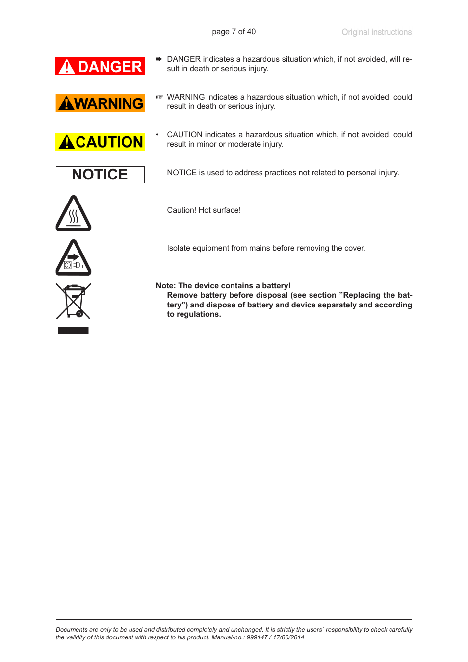 Notice | VACUUBRAND PC 301 User Manual | Page 7 / 40