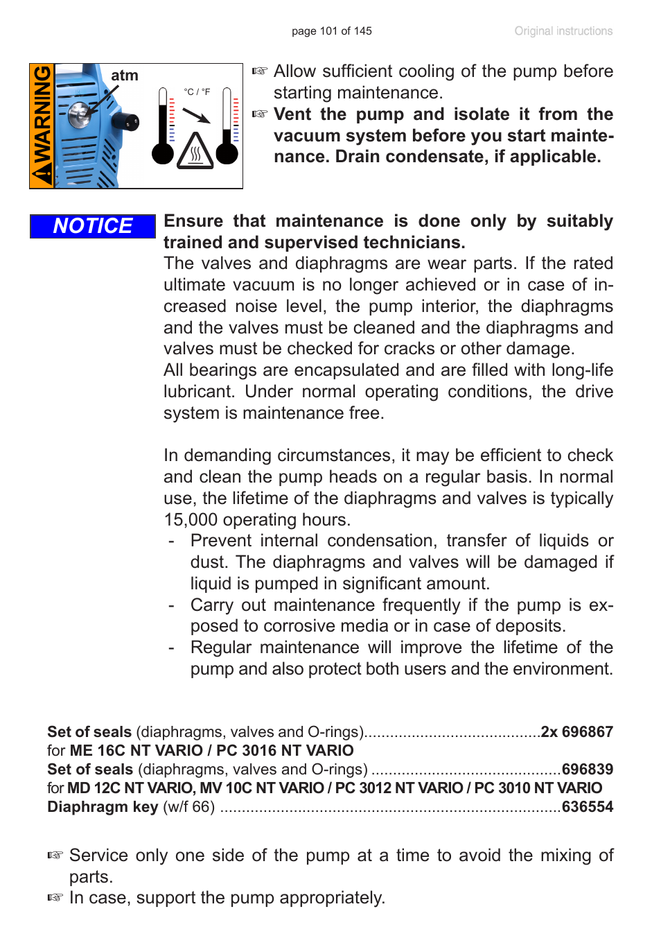 Notice | VACUUBRAND MV 10C NT VARIO User Manual | Page 101 / 145