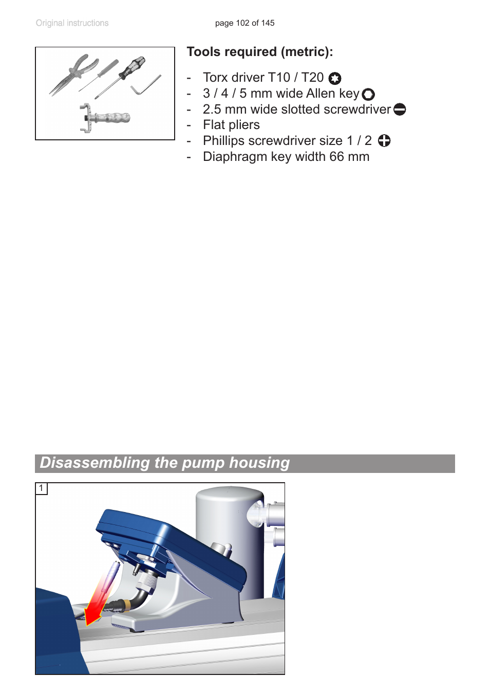 Disassembling the pump housing | VACUUBRAND MV 10C NT VARIO User Manual | Page 102 / 145