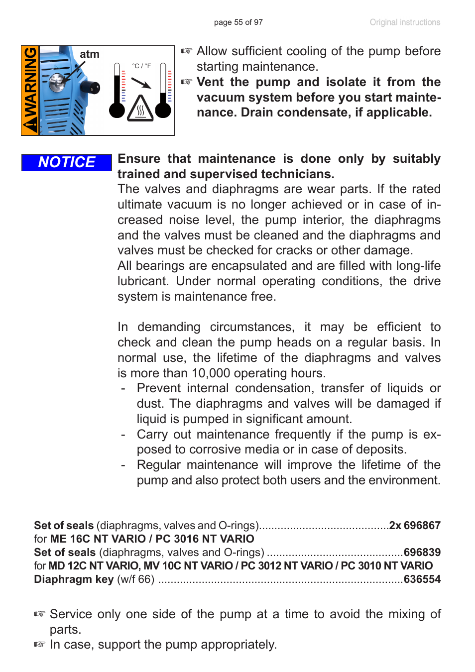 Notice | VACUUBRAND MV 10C NT VARIO o.C. User Manual | Page 55 / 97