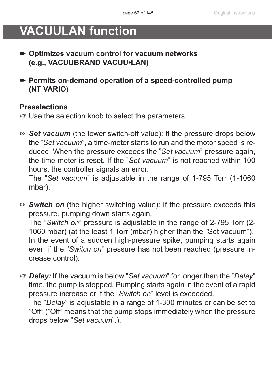 Vacuulan function | VACUUBRAND PC 3012 NT VARIO Duo User Manual | Page 73 / 151