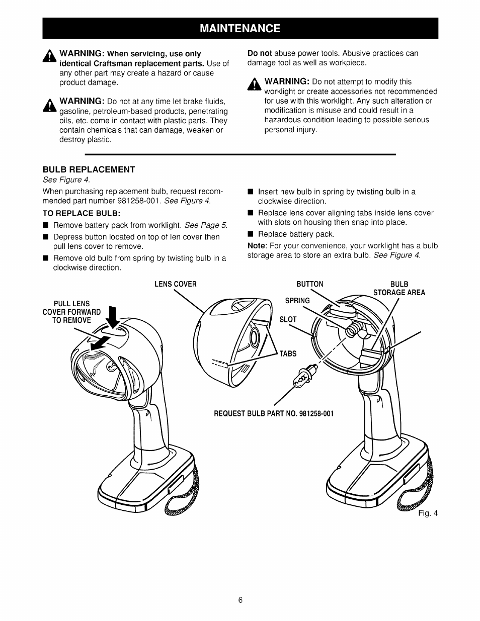 Maintenance | Craftsman 973.113900 User Manual | Page 6 / 7