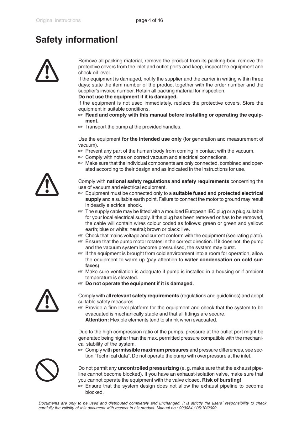 Safety information | VACUUBRAND PC 600 LAN User Manual | Page 4 / 46