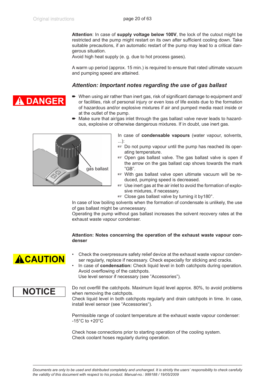 Notice | VACUUBRAND PC 620 NT User Manual | Page 20 / 63