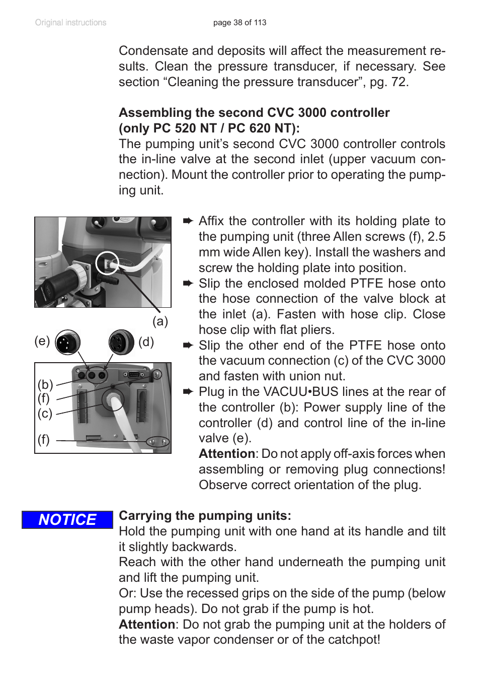 Notice | VACUUBRAND PC 620 NT plastic housing User Manual | Page 38 / 113