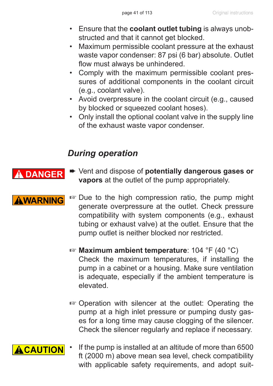 During operation | VACUUBRAND PC 620 NT plastic housing User Manual | Page 41 / 113