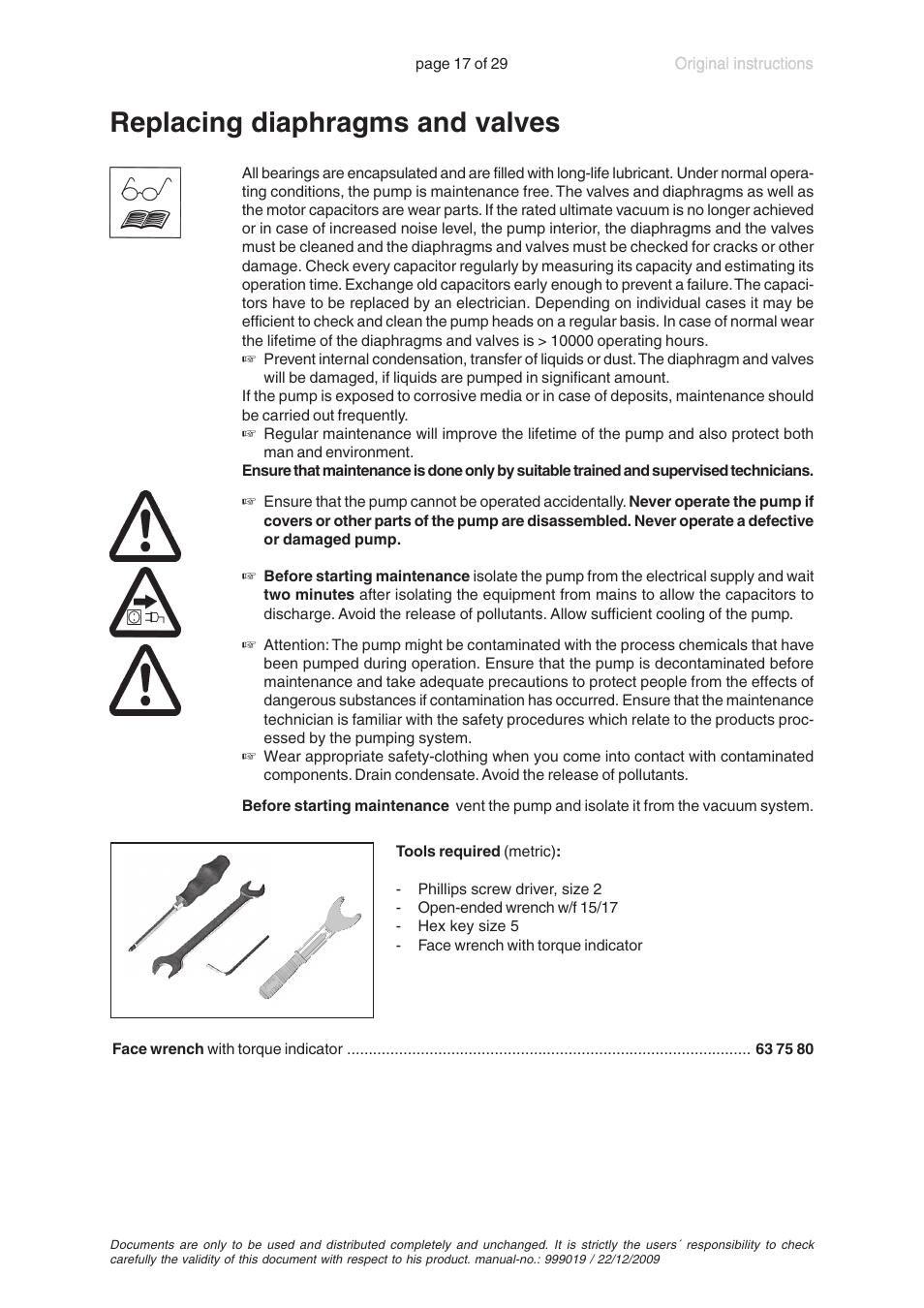 Replacing diaphragms and valves | VACUUBRAND RP 35C VARIO User Manual | Page 17 / 29