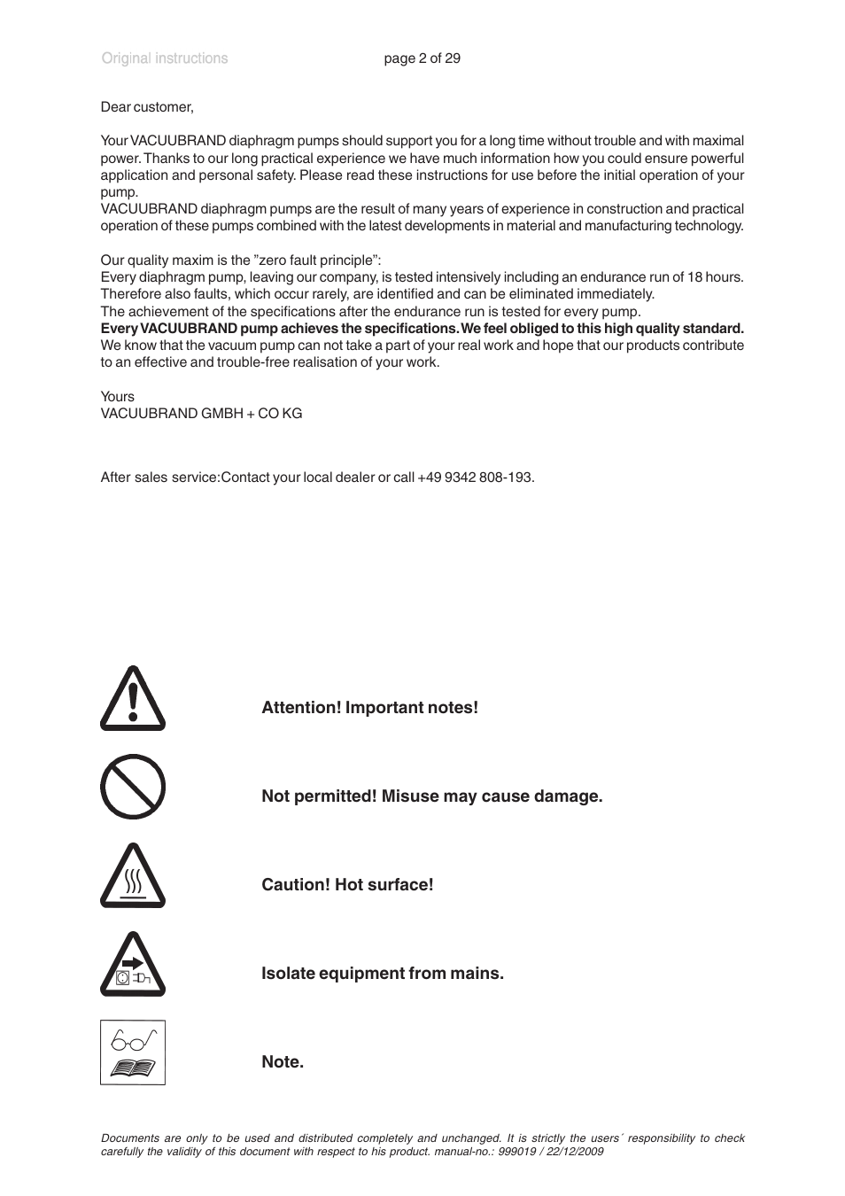 VACUUBRAND RP 35C VARIO User Manual | Page 2 / 29