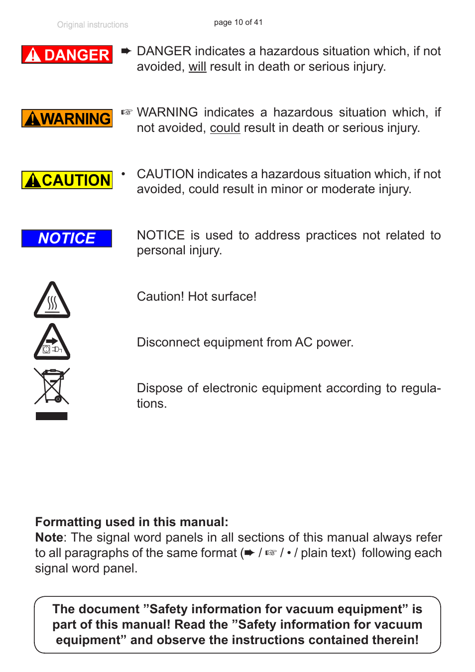 Notice | VACUUBRAND Exhaust waste vapour condenser Peltronic User Manual | Page 10 / 41