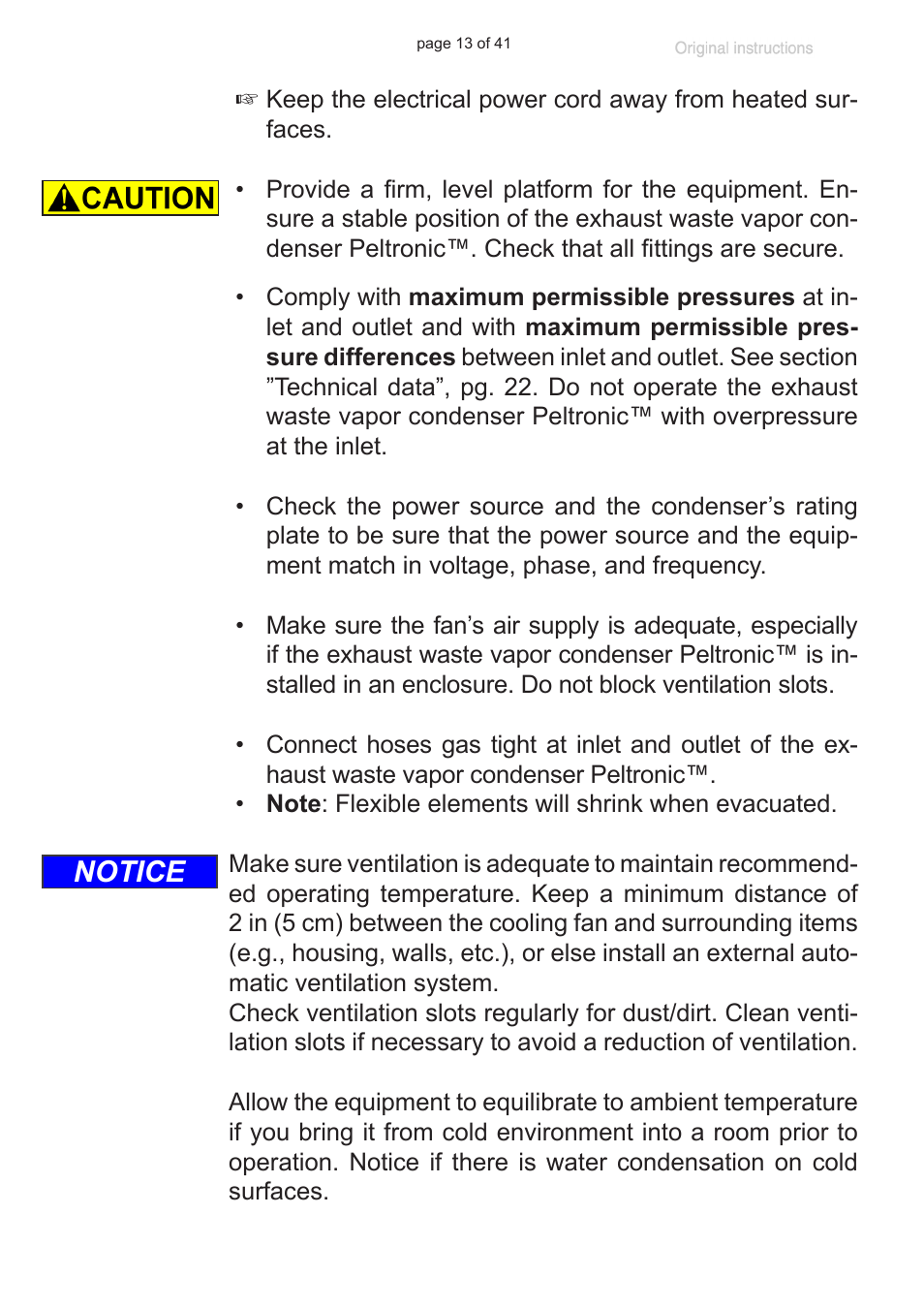 Notice | VACUUBRAND Exhaust waste vapour condenser Peltronic User Manual | Page 13 / 41