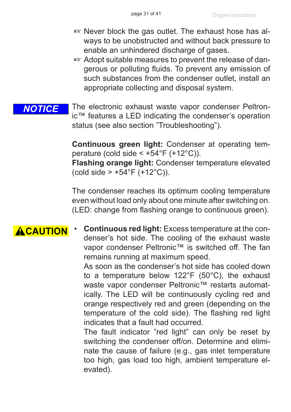 Notice | VACUUBRAND Exhaust waste vapour condenser Peltronic User Manual | Page 31 / 41