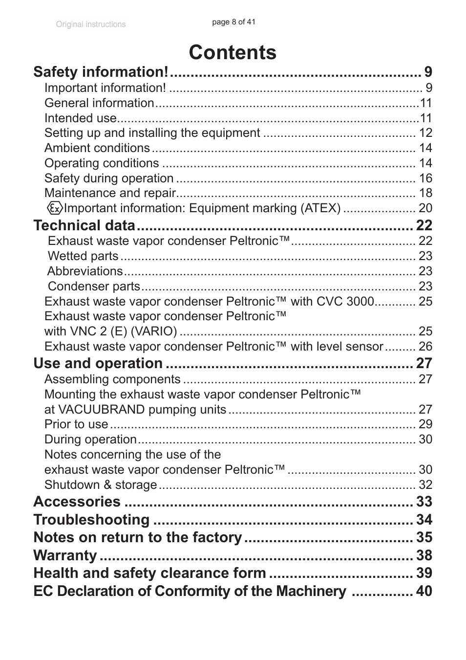 VACUUBRAND Exhaust waste vapour condenser Peltronic User Manual | Page 8 / 41